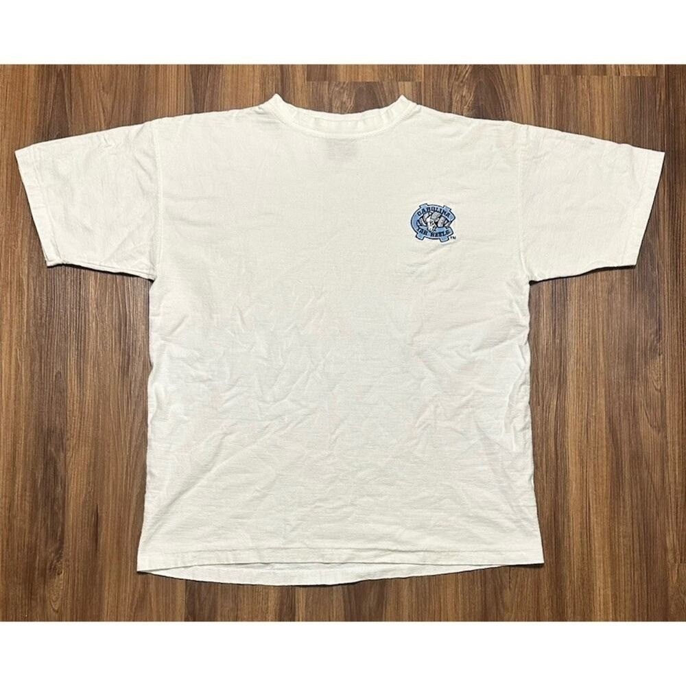 Vintage UNC Carolina Tar Heels Blue Dolphin Tag Textured White Shirt Men's Sz XL